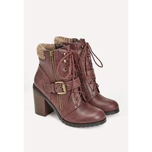 NEW!! JustFab Burgundy Bootie With Buckle!! Size 9
